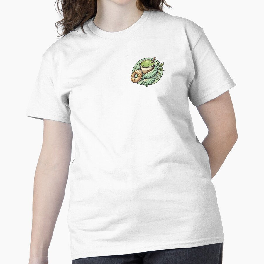 Festive Matcha Latte Christmas Tee Holiday Green Tea Design White