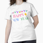 Festive Bunting Typography New Year 2026 Party Graphic T-Shirt White