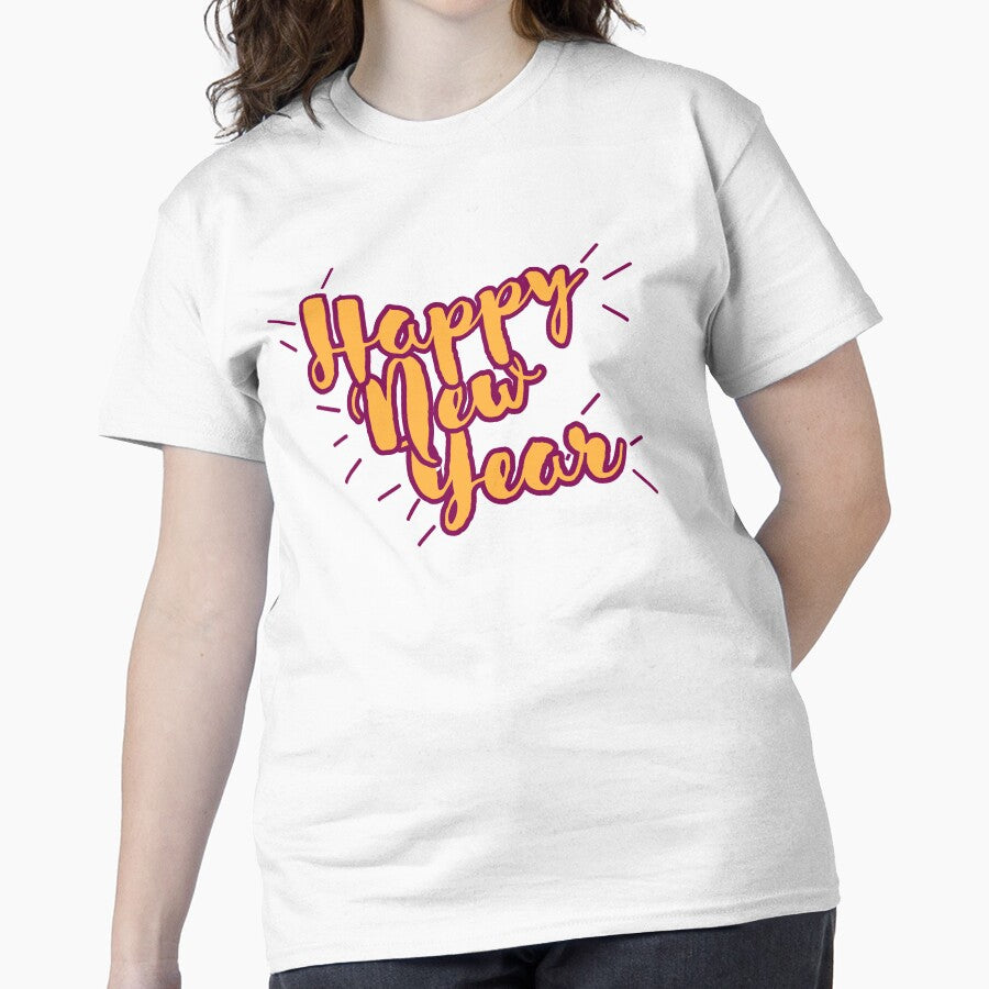 New Year Party Minimalist Holiday Cheer Classic Cotton Tee White