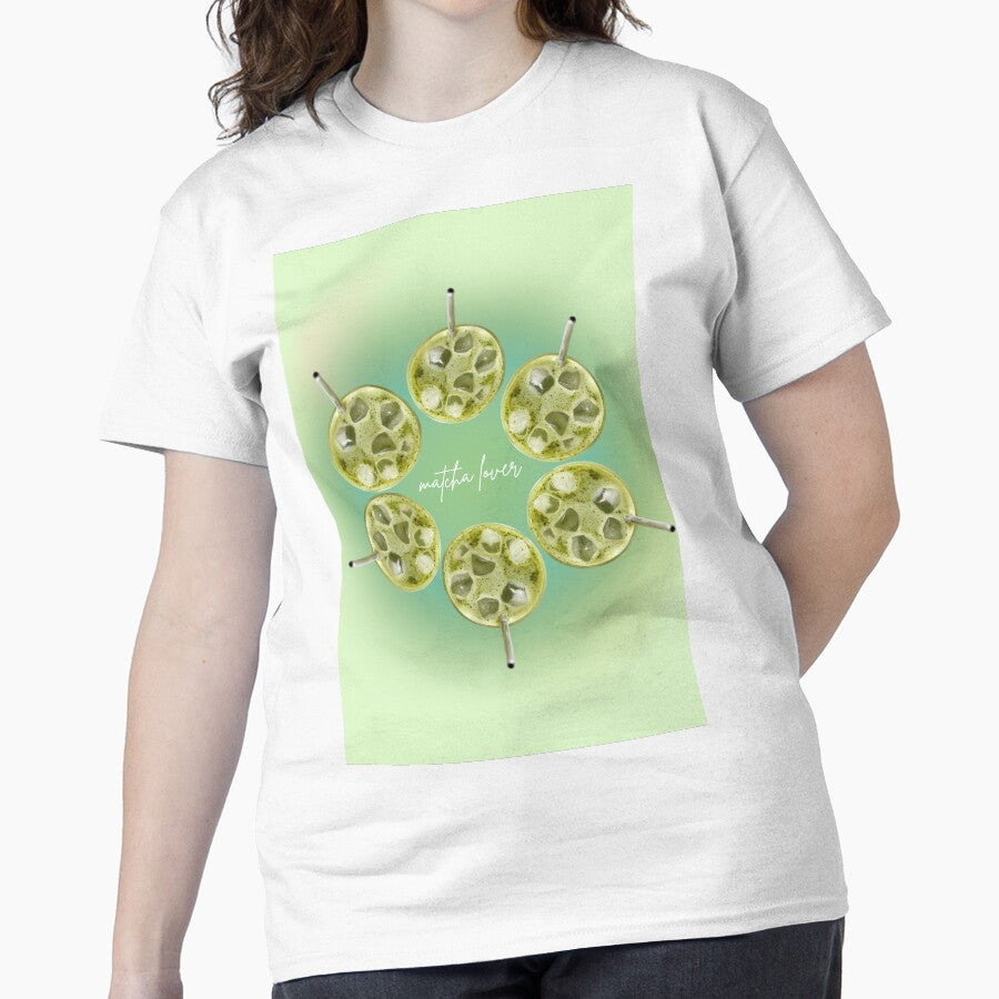 Iced Matcha Vibes Aesthetic Poster Tee Fresh Green Tea Design White