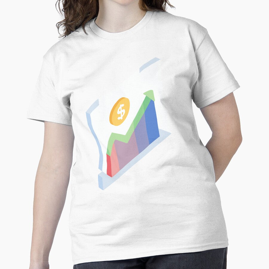 Financial Growth Isometric Chart Dollar Coin Business Tee White