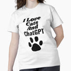 Cats and ChatGPT AI Tee - Funny Pet Lover Tech Apparel White