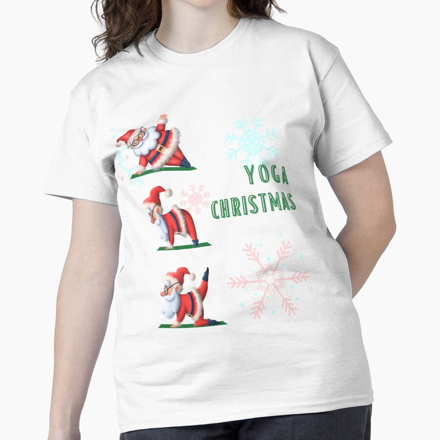 Santa Yoga Christmas Shirt – Funny Holiday Gift for Yogi Fans White