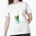 Cold Brew Matcha Delight: Iced Tea Aesthetic Comfort Cotton Tee White