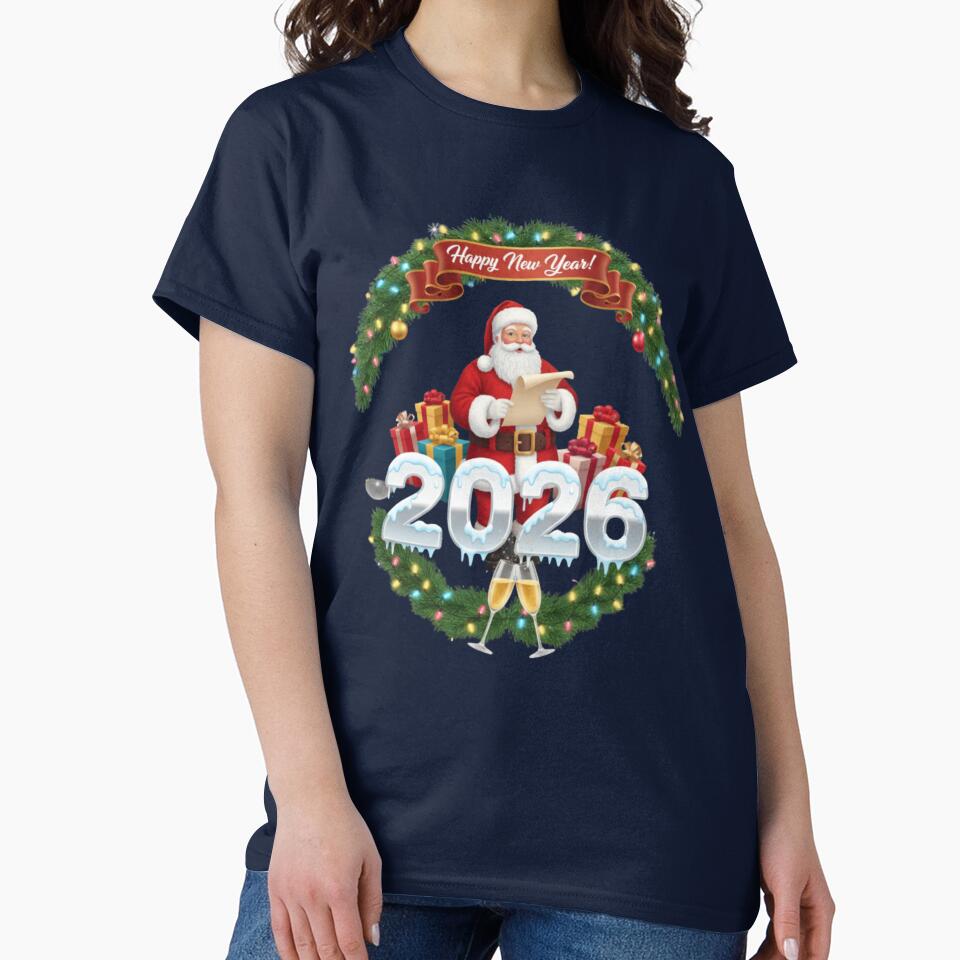 Celebrate 2026 New Year Tee – Premium Holiday Party Gear Shop Navy Blue