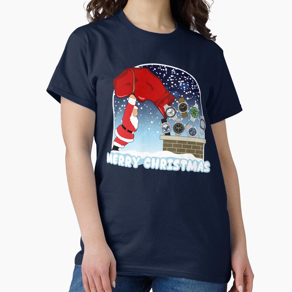 Watches Gift From Santa Christmas Horology Tee Classic T-Shirt Navy Blue