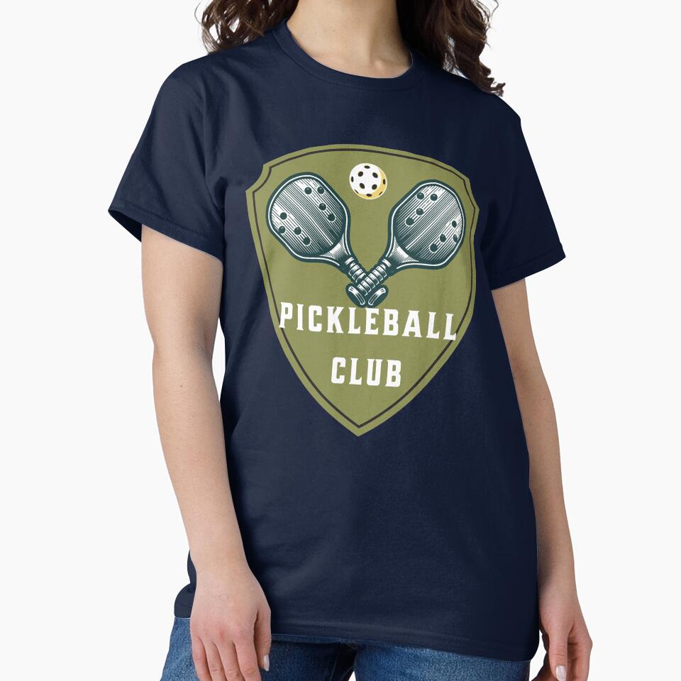 Pickleball Club Team Spirit Athletic Sport Graphic T-Shirt Navy Blue