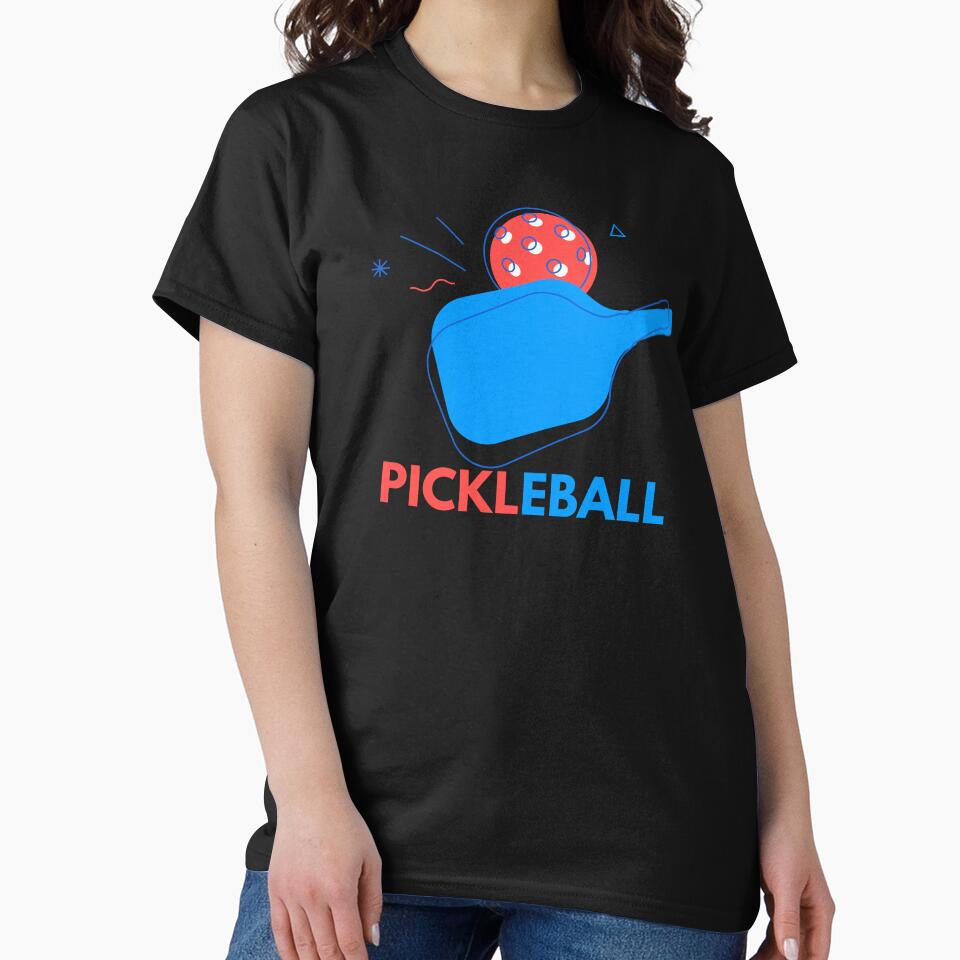 American Flag Pickleball Paddle Patriotic Sports T-Shirt Black