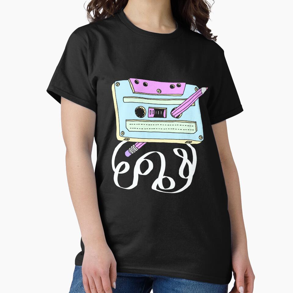 Retro Tape Record Player Nostalgic Sound Classic T-Shirt Black