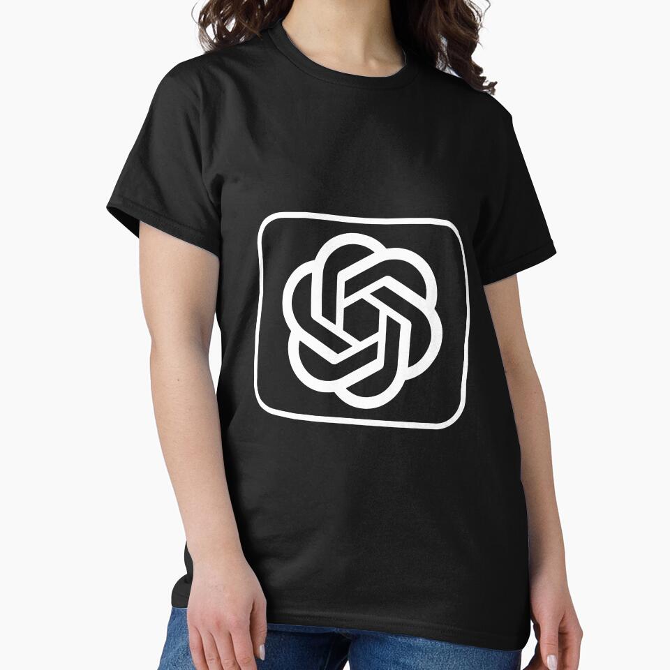 ChatGPT Logo On Classic T-Shirt | Modern AI Software Brand Apparel Black