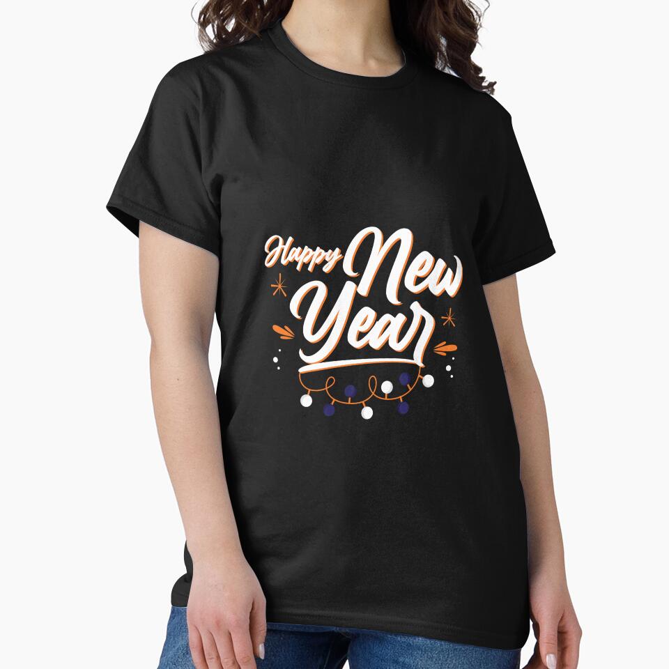 Happy New Year Iconic Tee – Essential Festive Party Clothing Black