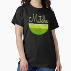 Matcha Green Aesthetic T-Shirt Minimalist Japanese Tea Apparel Black