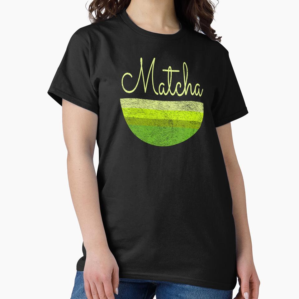 Matcha Green Aesthetic T-Shirt Minimalist Japanese Tea Apparel Black