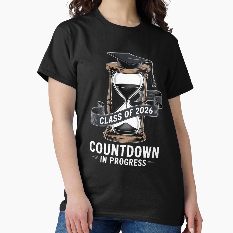 Senior Class Of 2026 Graduation Countdown Classic T-Shirt Black