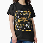 Black and Gold Year Tee – Elegant Festive Celebration Style Black