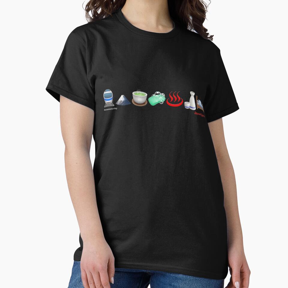 Onsen Saturday Japanese Spa Story Emoji Classic T-Shirt Black