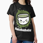 Matchaholic Leaf Teas Graphic Tee Green Tea Addict Apparel Black