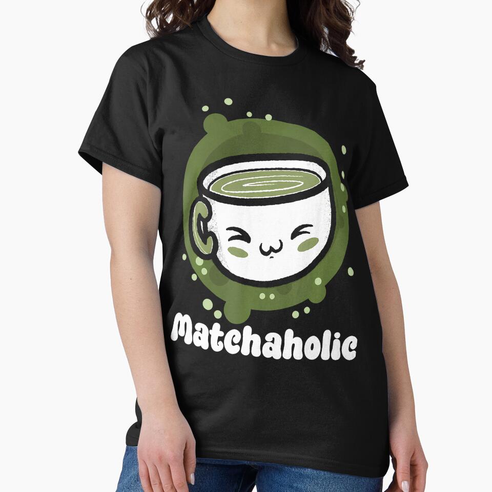 Matchaholic Leaf Teas Graphic Tee Green Tea Addict Apparel Black