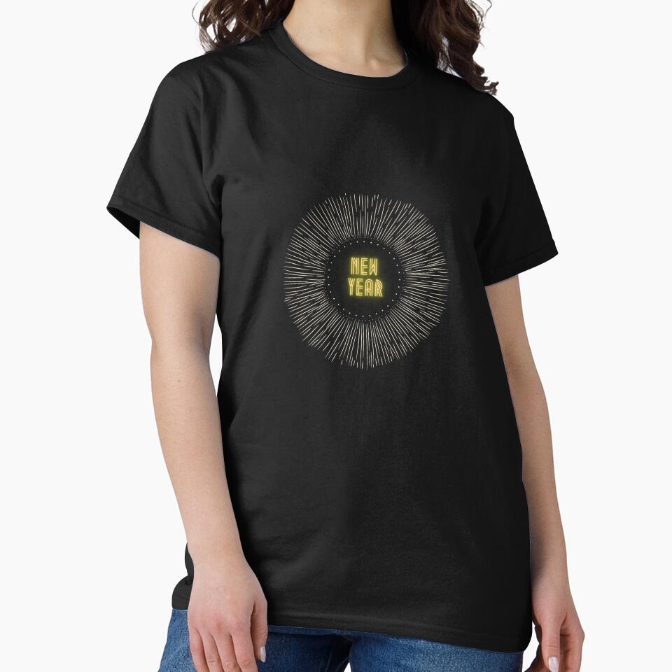 New Year 2022 Vintage Tee – Classic Holiday Commemorative Top Black