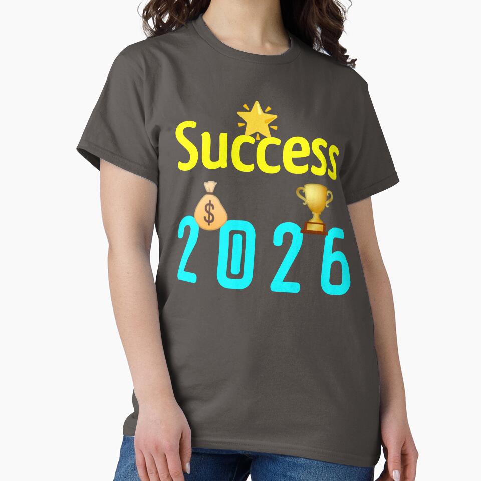 Success 2026 Wealth Design – Motivational Money Bag Trophy Tee Dark Grey