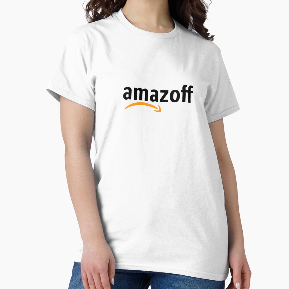 Amazoff Parody Logo Tee - Funny Sarcastic Online Shopping Shirt White