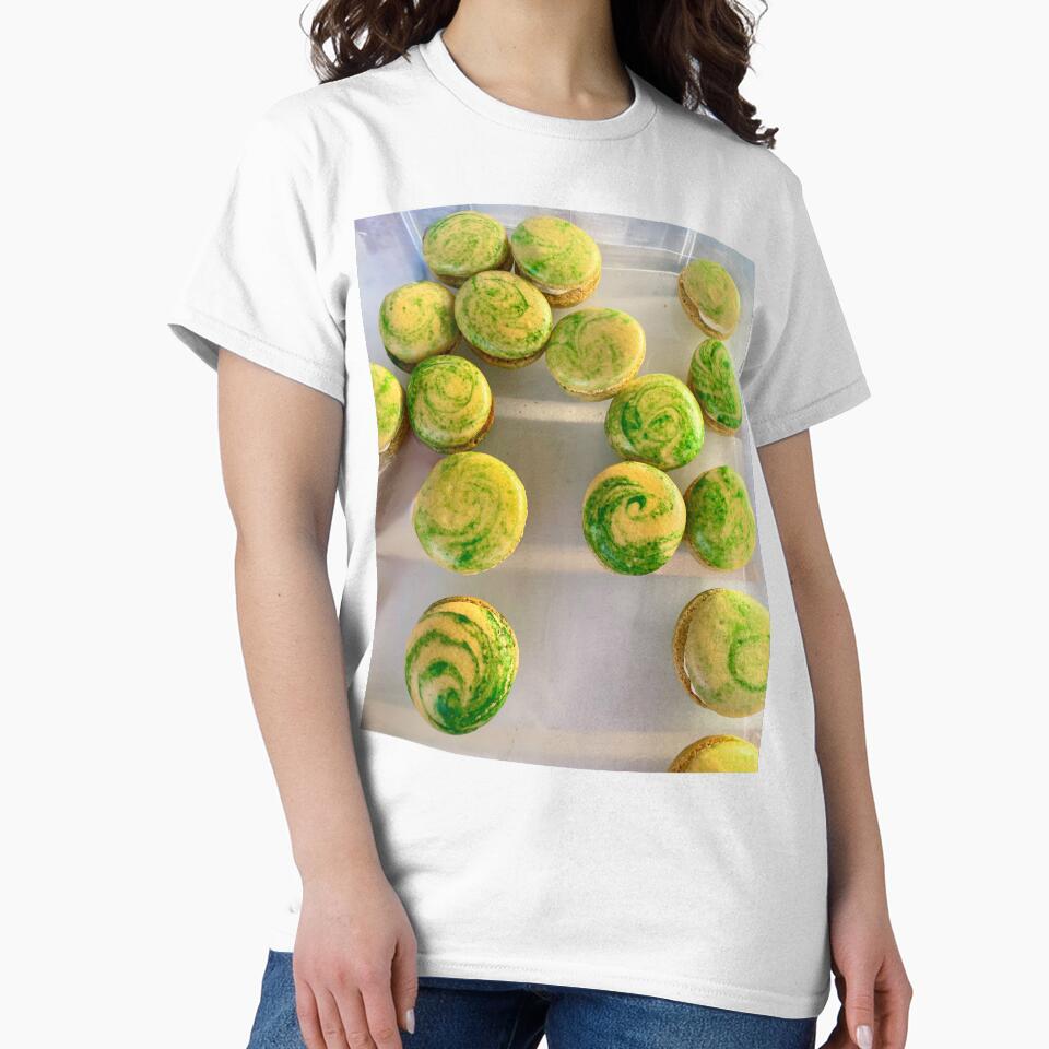 Matcha Macaron Swirl Graphic T-Shirt: Sweet Dessert Pastry Top White