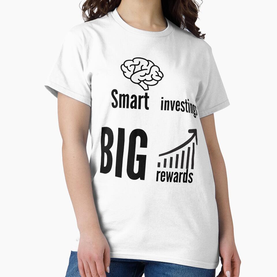 Smart Investing Big Rewards Financial Data Growth Graphic Tee White