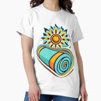 Sun Salutation Yoga Mat Shirt – Meditative Fitness Routine Art White