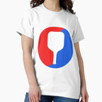 Red and Blue Pickleball Racket Tee Retro Style Athletic Shirt White