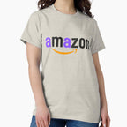 Official Amazon Logo Style Tee - Classic Branded Graphic Shirt Creme