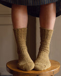 Wool Cotton Boot Socks in Mustard