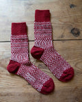 Wool Jacquard Socks in Wine